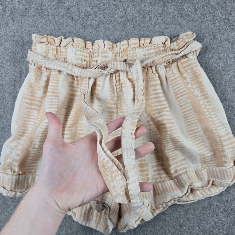 Cleobella Shorts Womens Medium Tan Striped Paperbag Waist Tie Cotton Boho Beach - Picture 2 of 12